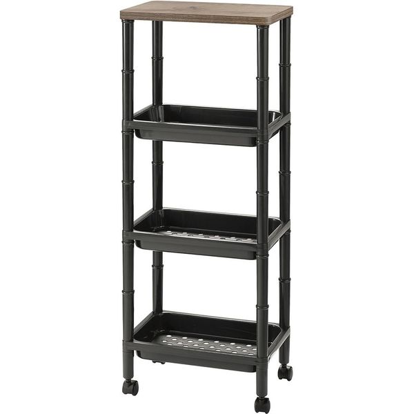 Image 26: Fudogiken Wooden Style Side Table Desk Side Slim Wagon 4 Tiers with Wheels